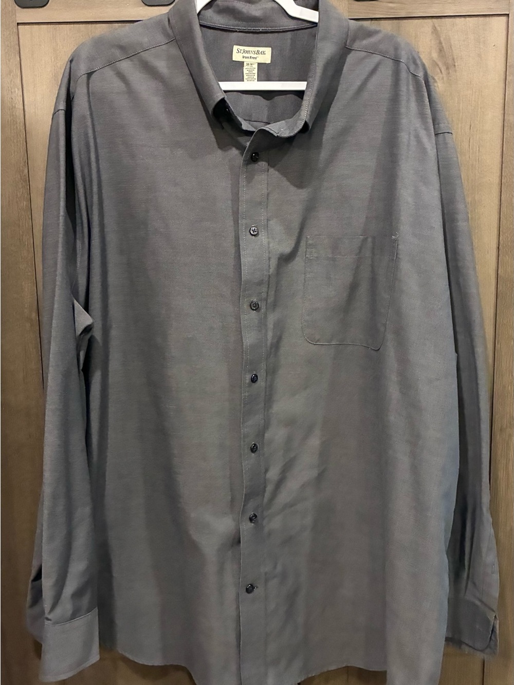 St. John's Bay Men's 3X Tall Gray Long-Sleeve Button Down Shirt